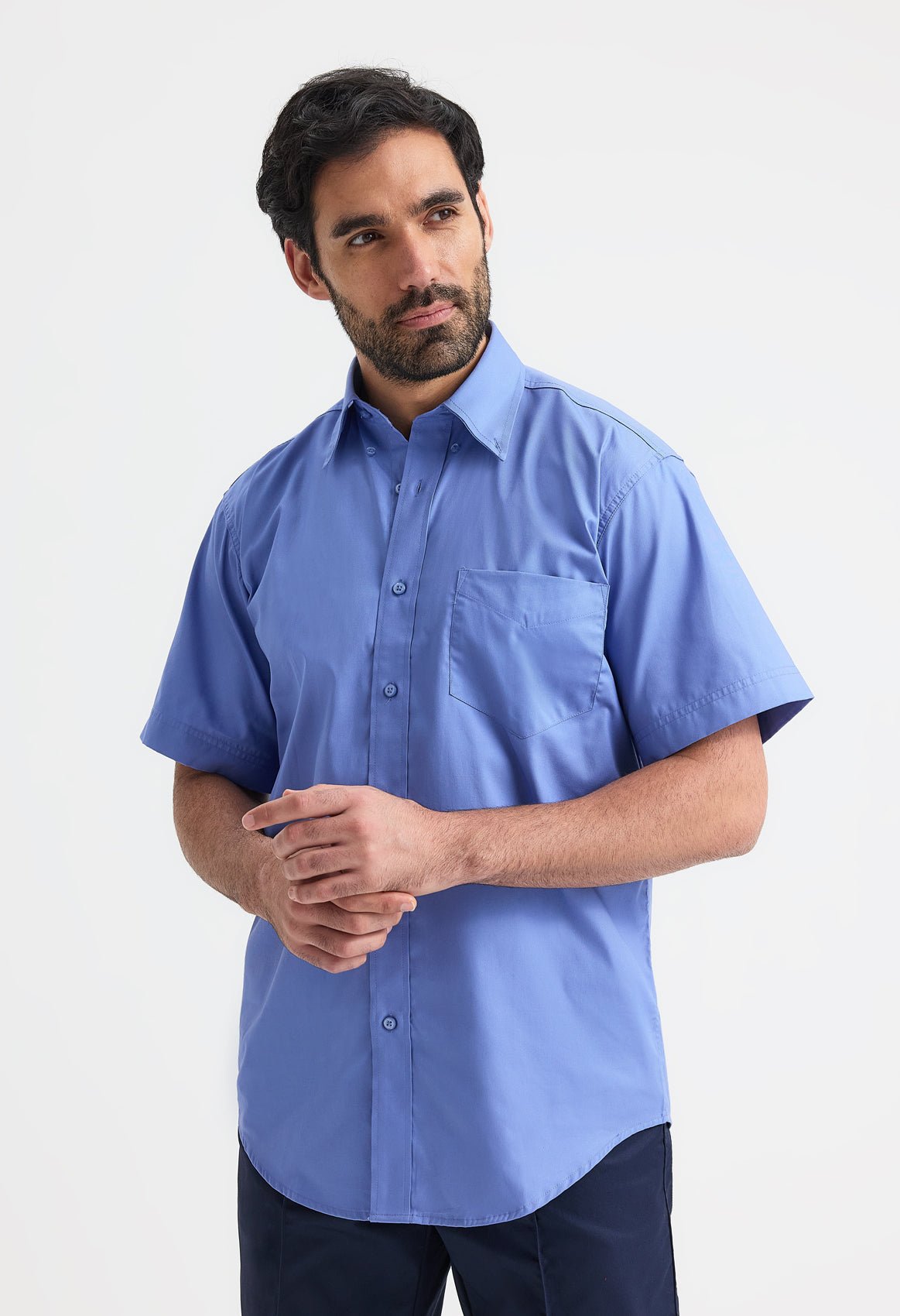 Mens Pinpoint Oxford Half Sleeve Shirt - Kitwear2U