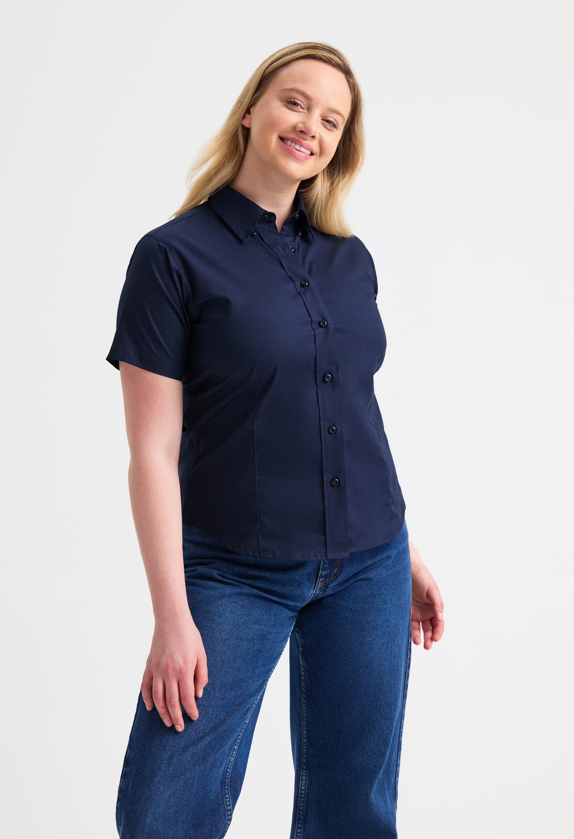 Ladies Pinpoint Oxford Half Sleeve Shirt - Kitwear2U
